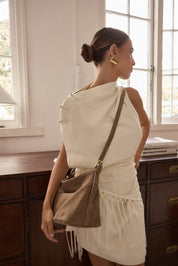 Suede Leather Crossbody Strap Brown
