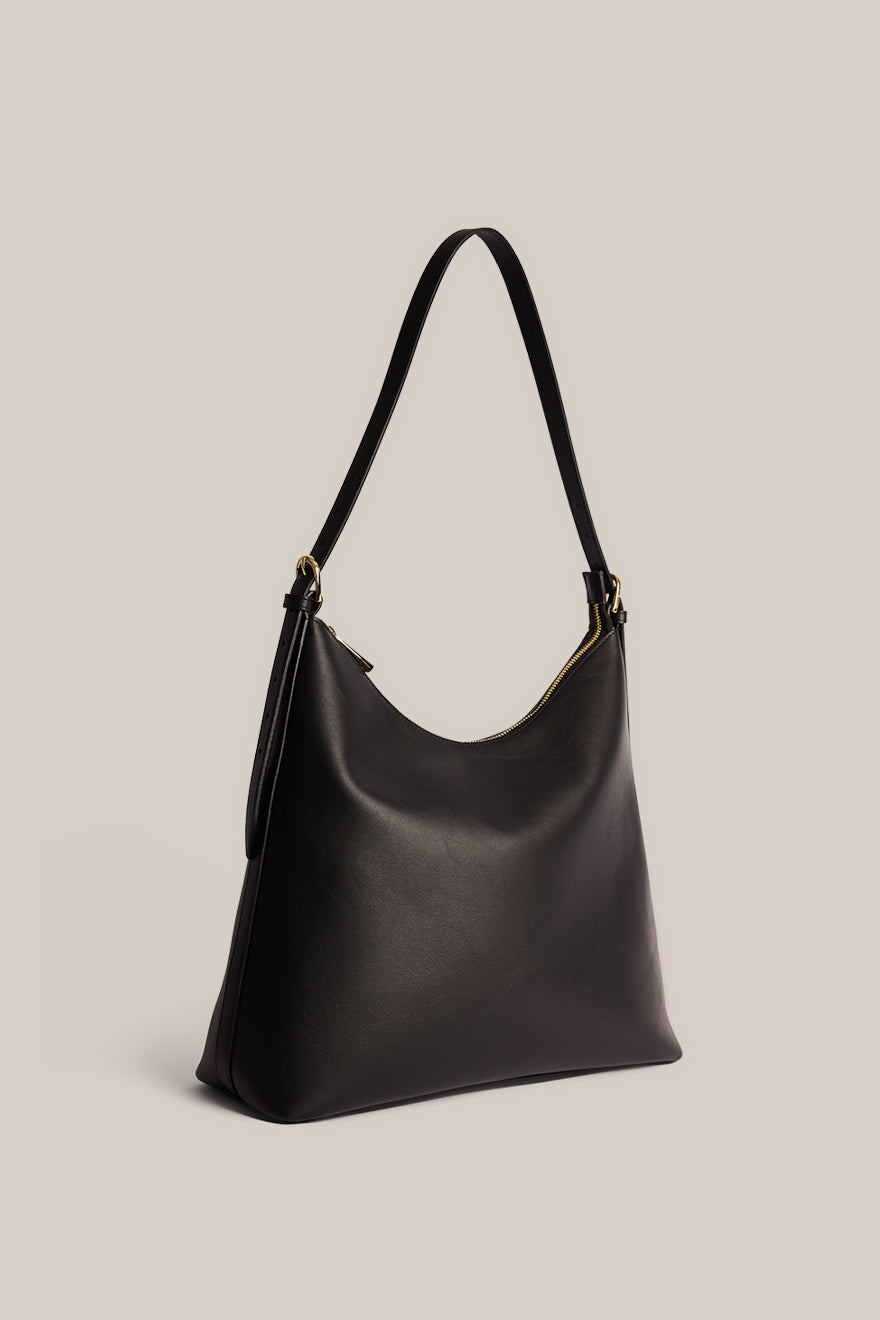 Harper Large Black Leather Hobo