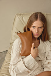 Ashley Tan Leather Crossbody Bag