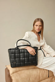 Margot XL Black Woven Tote