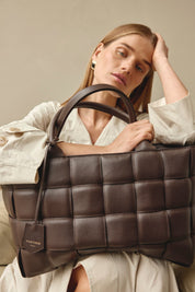 Margot XL Dark Chocolate Woven Tote