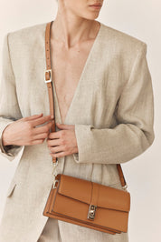 Claudia Camel East West Crossbody