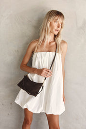 Ashley Dark Chocolate Suede Crossbody Bag