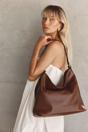 Serena Mocha Leather Hobo Bag