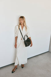 Sloane Large Dark Chocolate Leather Top Handle Crossbody