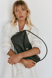 Sloane Large Dark Chocolate Leather Top Handle Crossbody