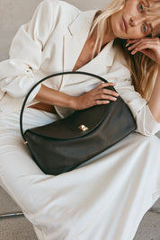 Sloane Large Dark Chocolate Leather Top Handle Crossbody