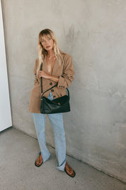 Sloane Large Black Leather Top Handle Crossbody