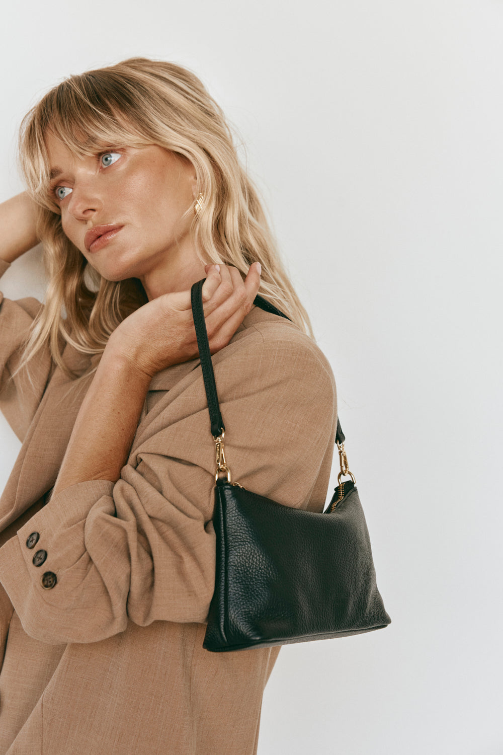 Ashley Black Leather Crossbody Bag