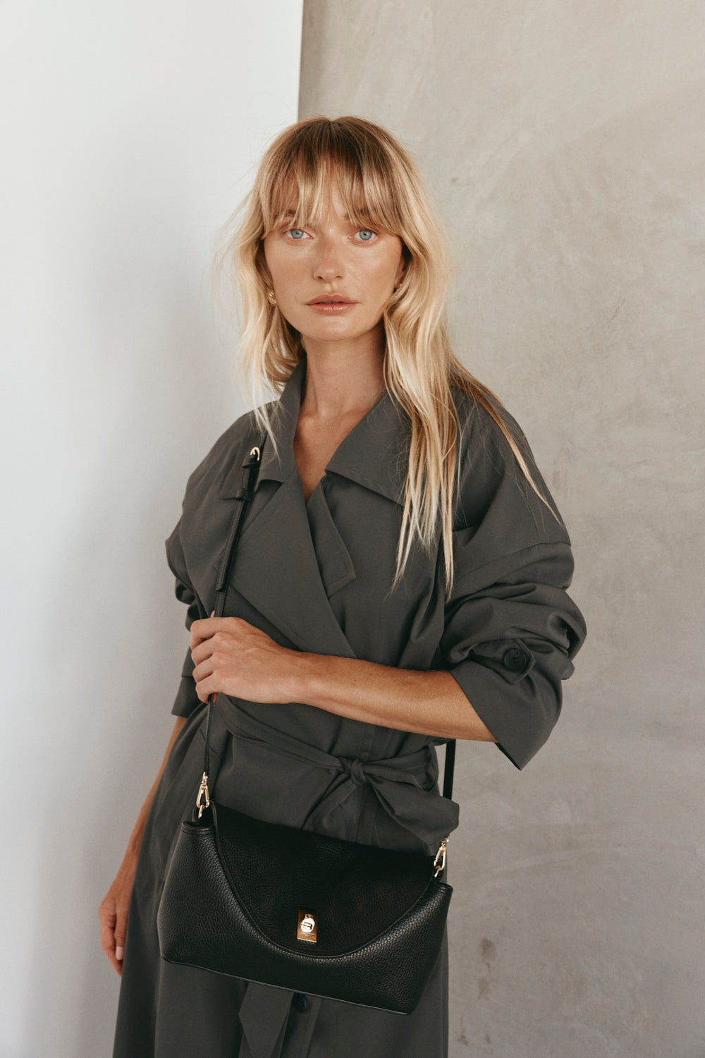 Sloane Black Leather Crossbody Clutch