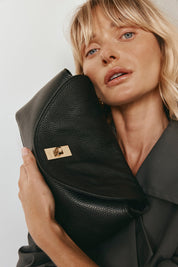 Sloane Black Leather Crossbody Clutch