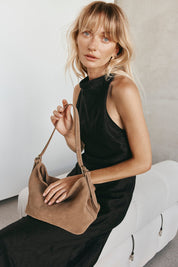 Eden Brown Suede Shoulder Bag