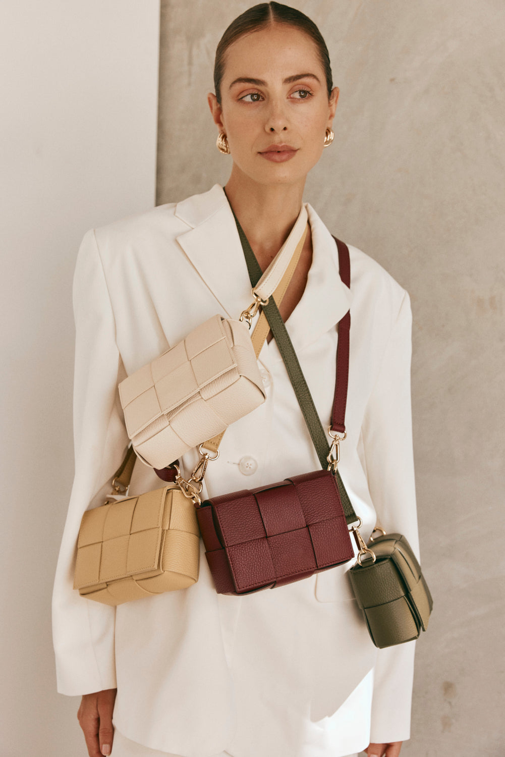 Margot Mini Buttermilk Leather Woven Bag