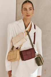 Margot Mini Buttermilk Leather Woven Bag