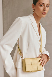 Margot Mini Buttermilk Leather Woven Bag
