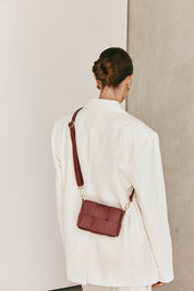 Margot Mini Bordeaux Leather Woven Bag