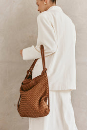 Woven Bella Tan 2-in-1 Convertible Backpack Tote