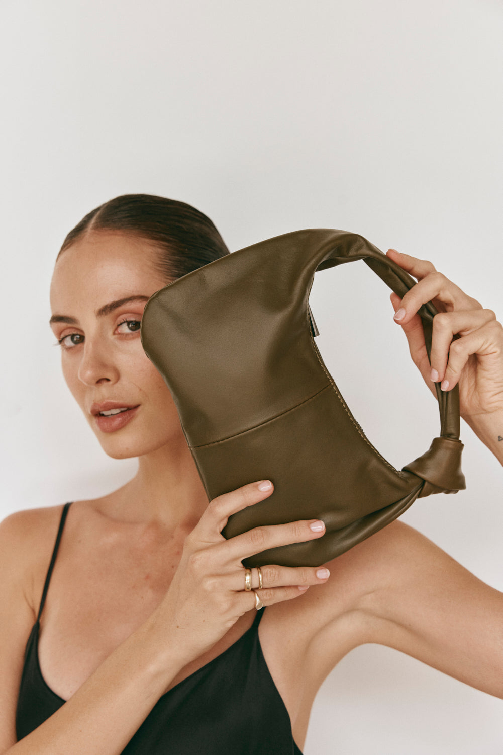 Allegra Mini Khaki Knot Crescent