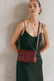 Margot Bordeaux Leather Woven Bag