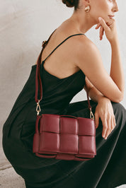 Margot Bordeaux Leather Woven Bag