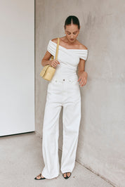 Margot Buttermilk Leather Woven Bag