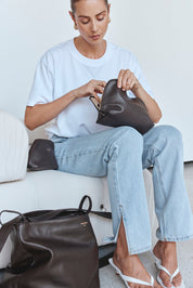 Leather Dark Chocolate Cosmetic Pouch Trio