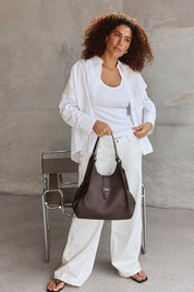 Grace Large Dark Chocolate East West Tote