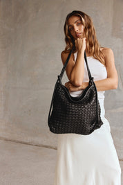 Woven Bella Black 2-in-1 Convertible Backpack Tote