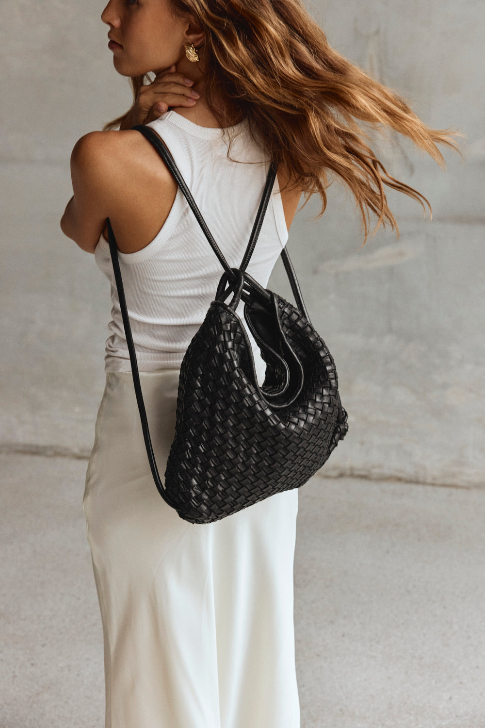 Woven Bella Black 2-in-1 Convertible Backpack Tote