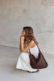 Woven Bella Dark Chocolate 2-in-1 Convertible Backpack Tote