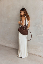 Woven Bella Dark Chocolate 2-in-1 Convertible Backpack Tote