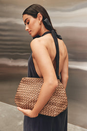 Piper Woven Taupe Clutch