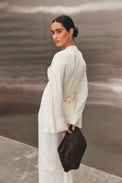 Piper Woven Dark Chocolate Clutch