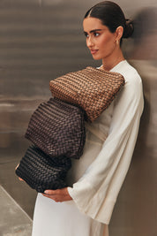 Piper Woven Taupe Clutch