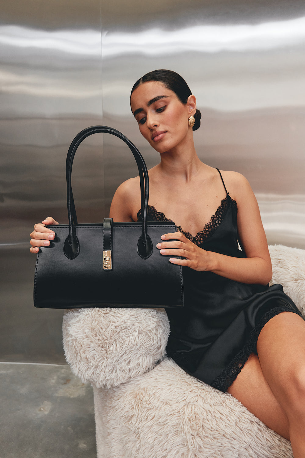 Darcy Structured Leather Shoulder Bag