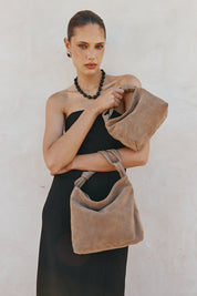 Jess Mini Suede Pouch Brown