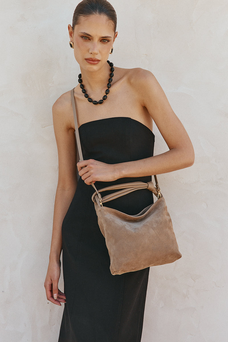 Jess Suede Pouch Brown