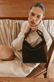 Jess Suede Pouch Dark Chocolate