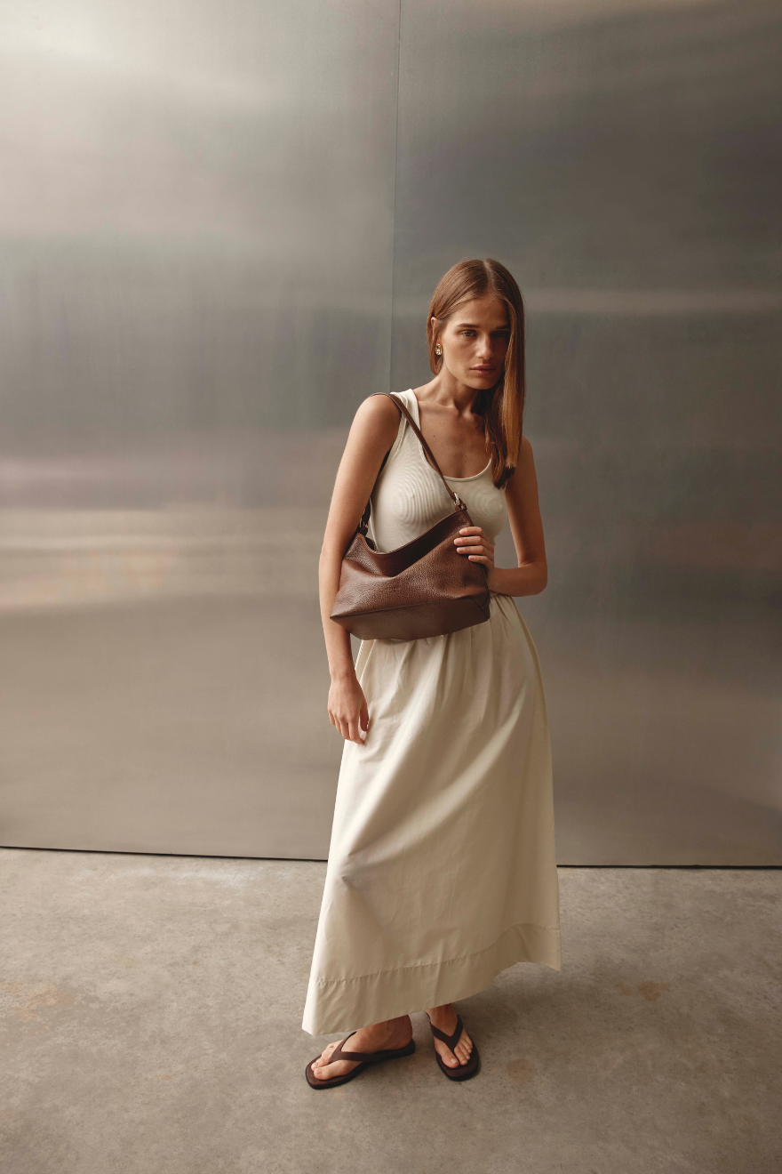 Eden Mocha Leather Shoulder Bag