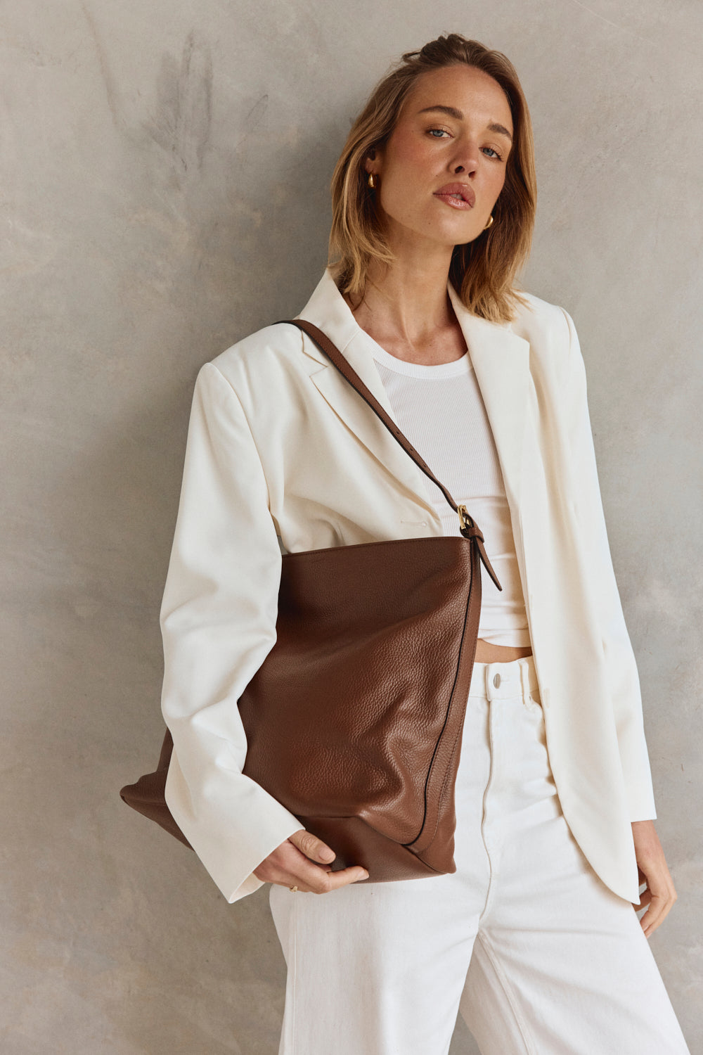 Serena Mocha Leather Hobo Bag