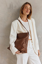 Serena Mocha Leather Hobo Bag