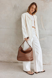 Serena Mocha Leather Hobo Bag