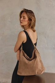 Savannah Brown Suede Hobo Bag