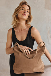 Savannah Brown Suede Hobo Bag