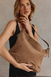 Savannah Brown Suede Hobo Bag