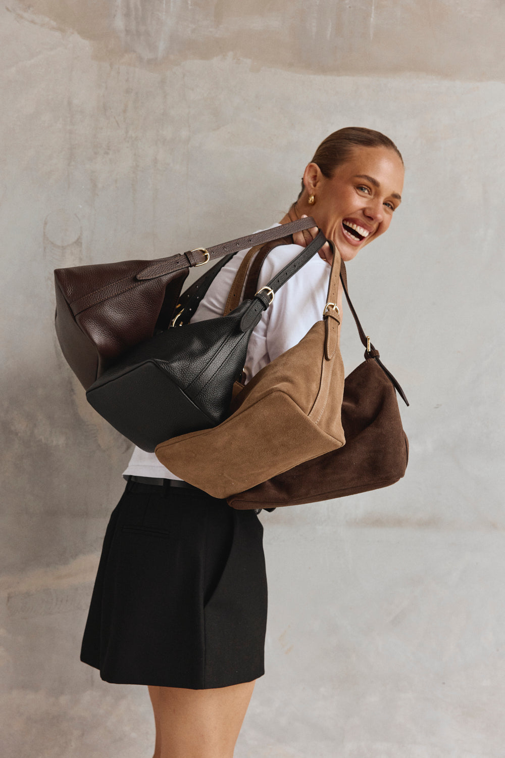 Eden Dark Chocolate Suede Shoulder Bag