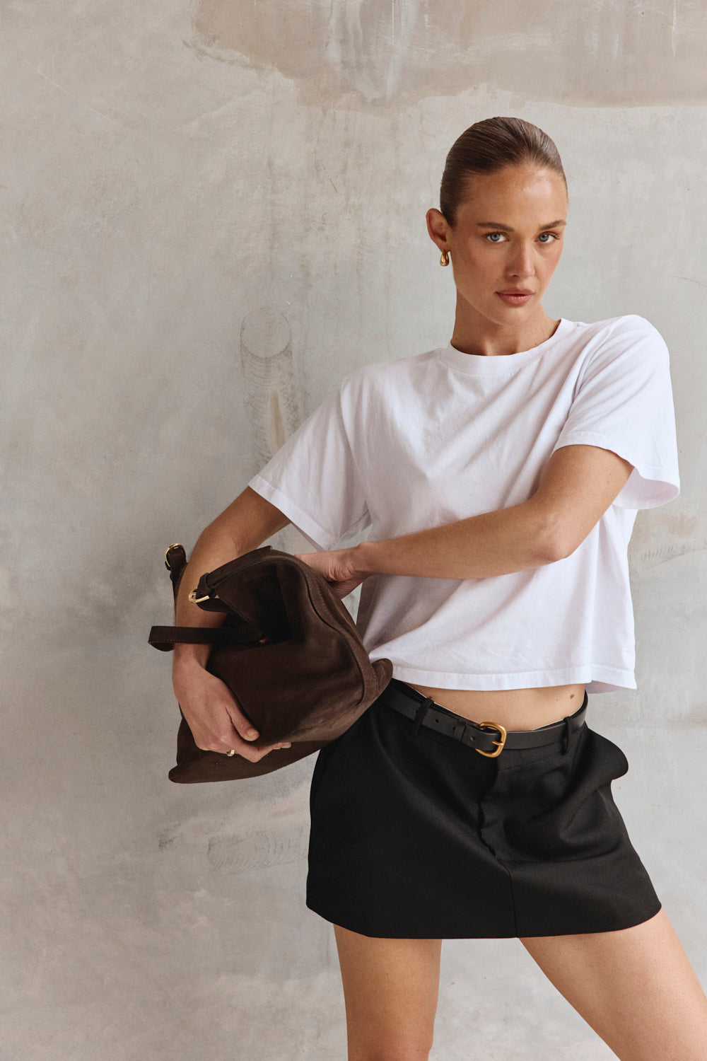 Savannah Dark Chocolate Suede Hobo Bag