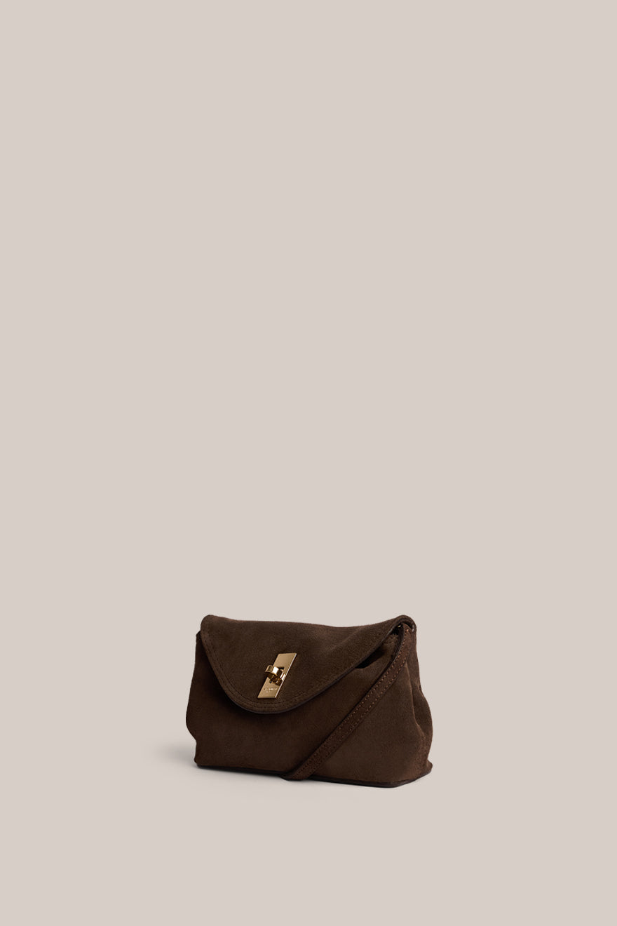 Sloane Mini Dark Chocolate Suede Crossbody Clutch