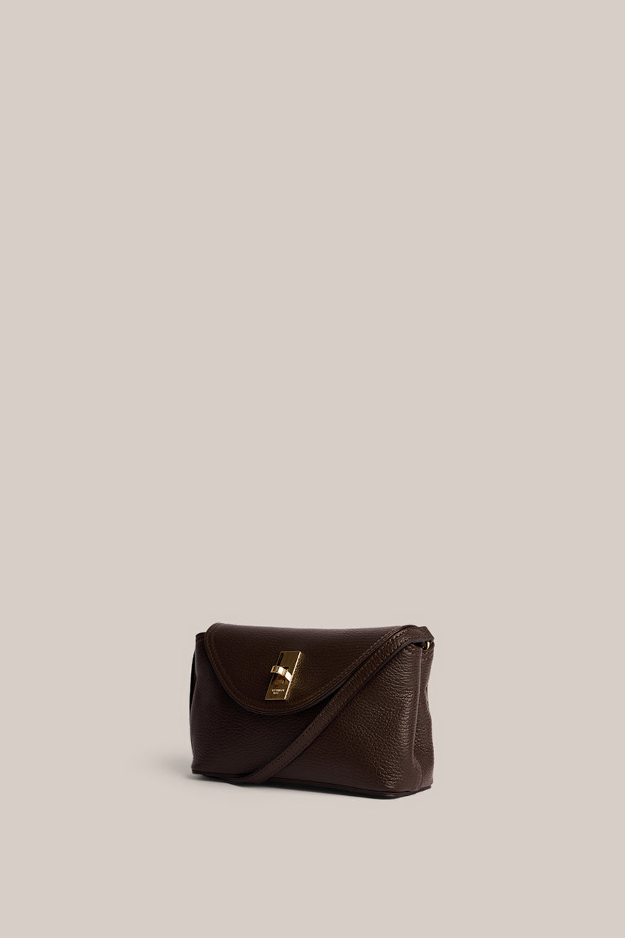 Sloane Mini Dark Chocolate Leather Crossbody Clutch