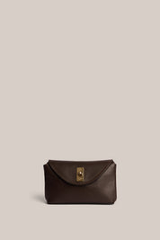 Sloane Mini Dark Chocolate Leather Crossbody Clutch